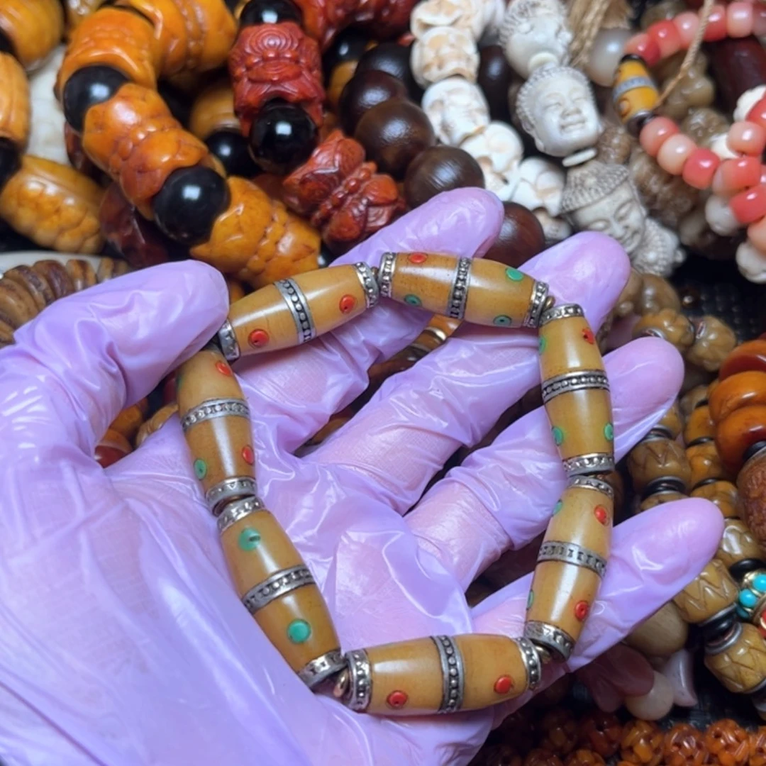 【闪购商品】牛骨手串/手链牛骨原色镶嵌32×12×7颗