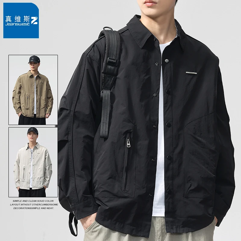 真维斯Z美式飞行夹克男宽松潮流爆款2025新款长袖翻领夹克外套男