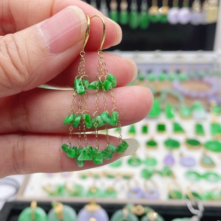 翡翠18K金镶嵌耳饰