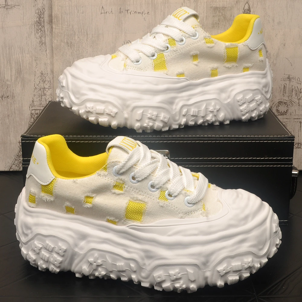 帆布男鞋子2025新款低帮厚底休闲鞋百搭增高小白鞋薄款男士板鞋子