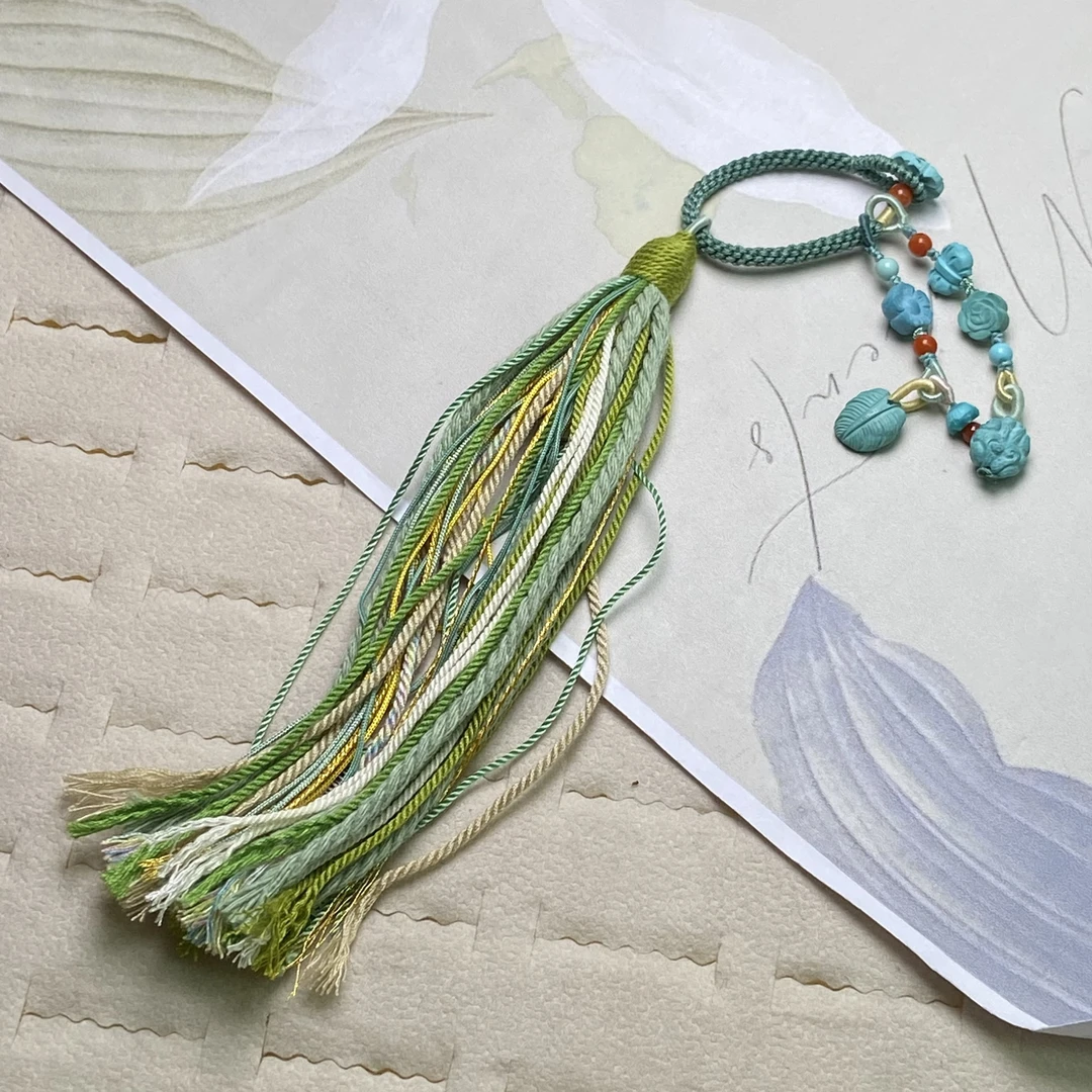 原矿绿松石手工编织包挂钥匙扣文玩配饰