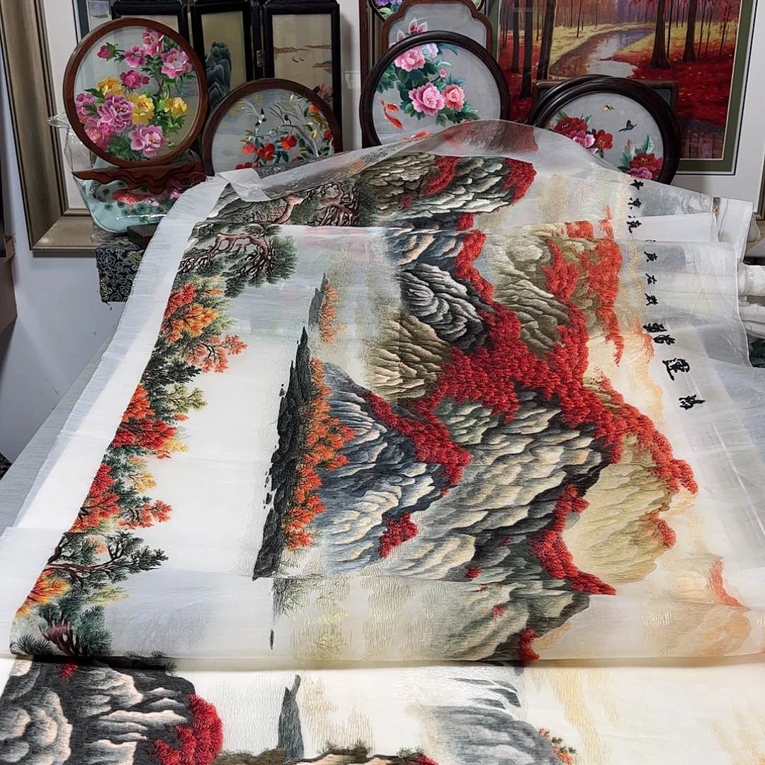 白***妹刺绣纯手工刺绣画