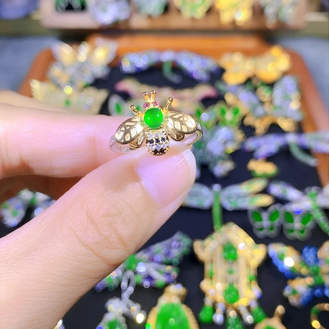 吊坠(不含链)银S925镶嵌翡翠