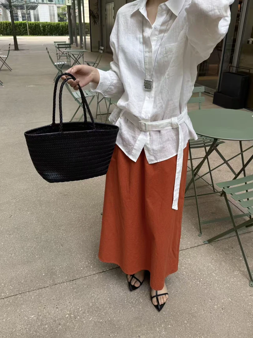 恩熙·夏季新款韩版松紧腰麻料衬衫93363