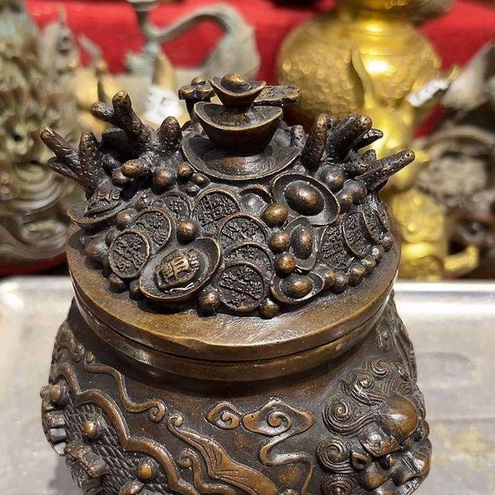 易***鼎黄铜摆件，文房工艺品摆件