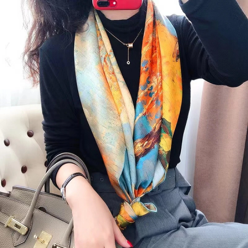 A005--白桦林 90*90左右方巾百搭感围巾