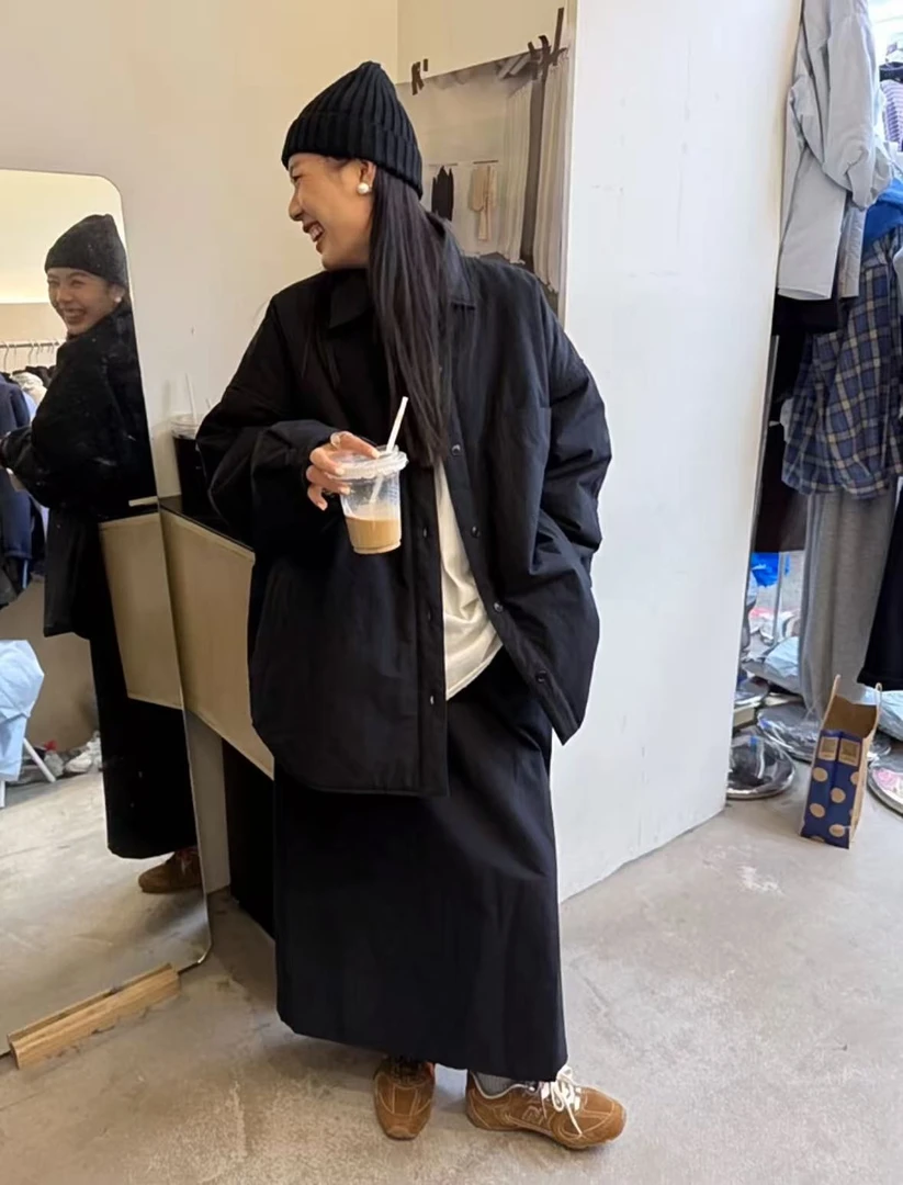 纯色按扣衬衫外套