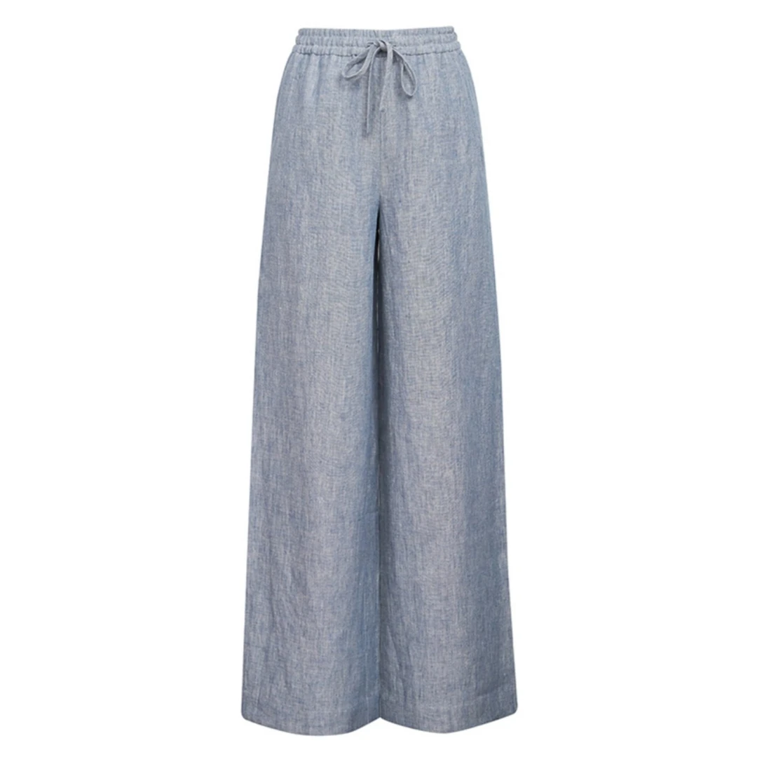 AMASS/阿玛施 新款升级亚麻休闲松紧腰阔腿裤5100552