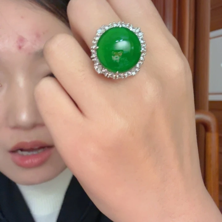 翡翠银S925镶嵌吊坠(不含链)戒指