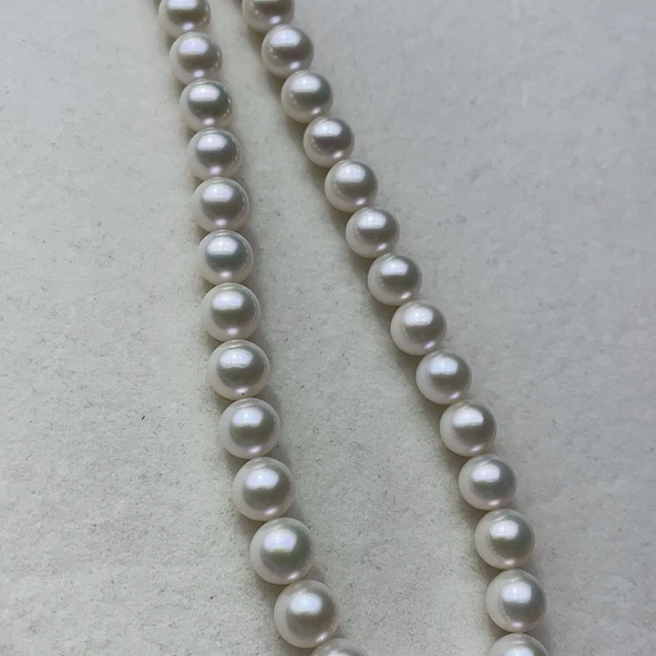 淡水珍珠银S925镶嵌颈饰卡8➕高品极光白炫澳绿毕业级