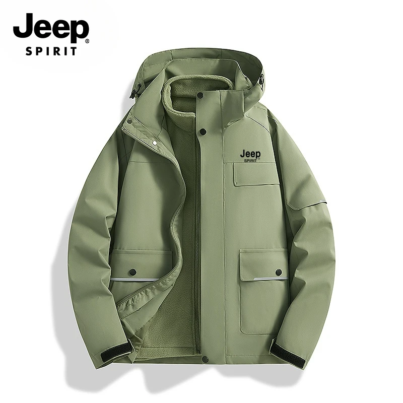 JEEP SPIRIT吉普新款冲锋衣三合一男女款加厚外套户外夹克
