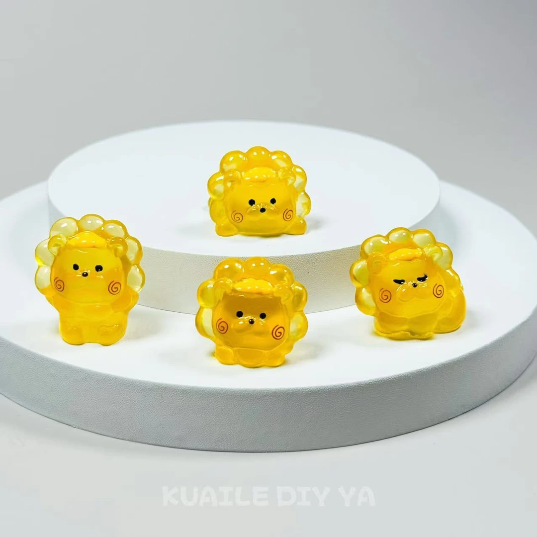 快乐家！夜光狮子 可爱 呆萌创意微观树脂装饰摆件网红动物摆设