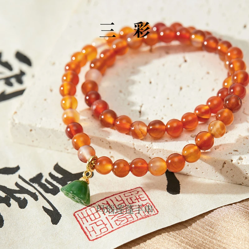 三彩新款吊坠手链双圈手饰