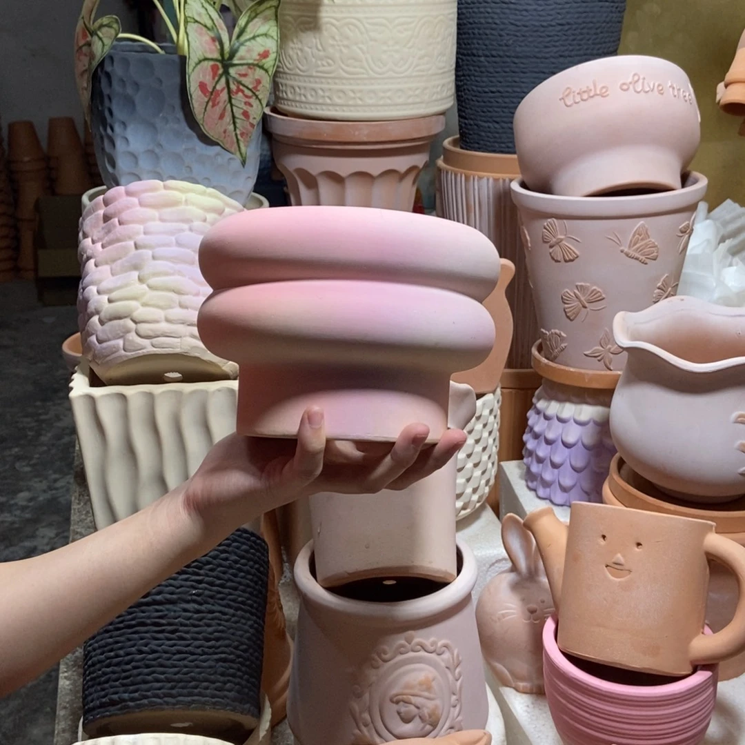 17×12炫彩粉甜甜圈 粗陶1个