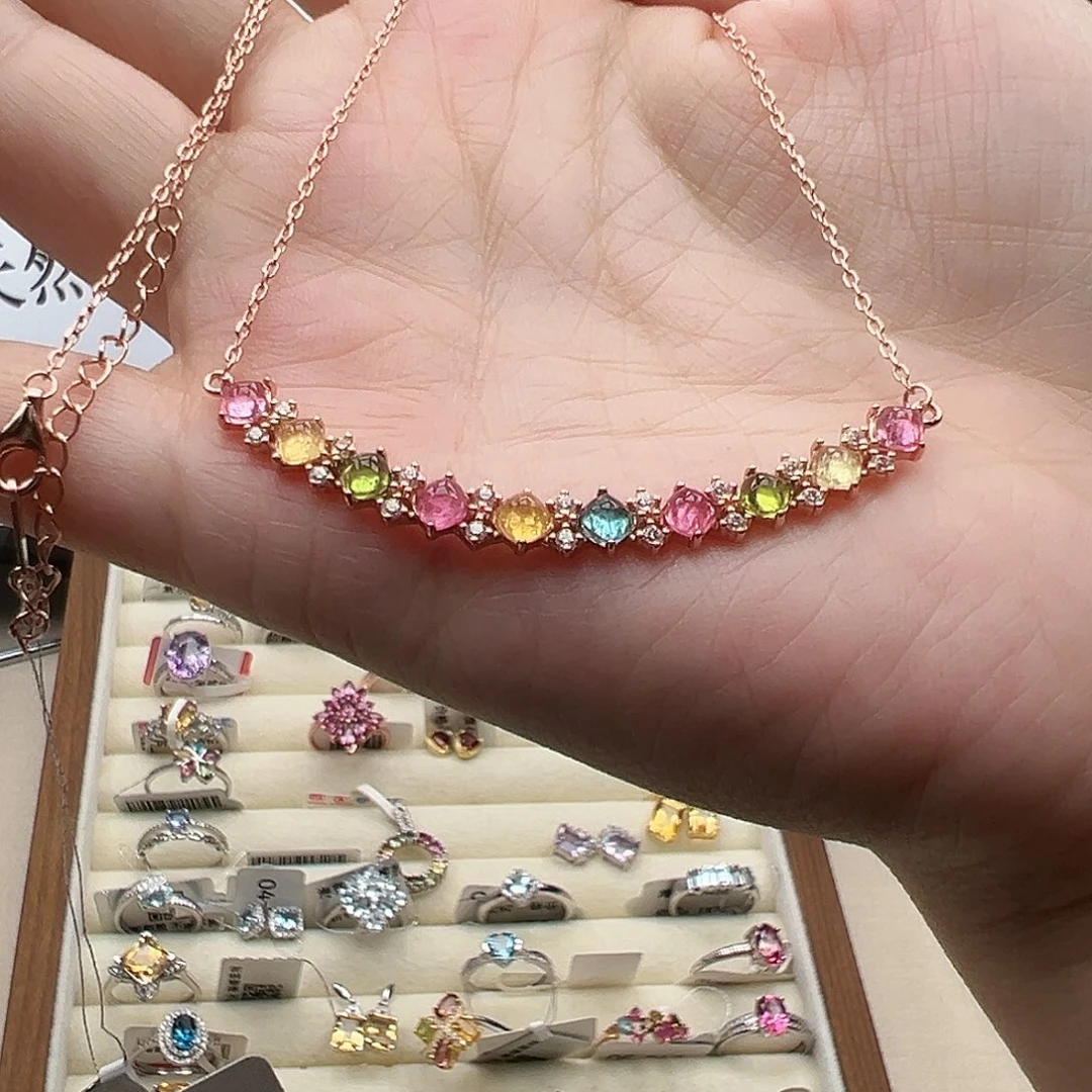 银S925镶嵌颈饰碧玺