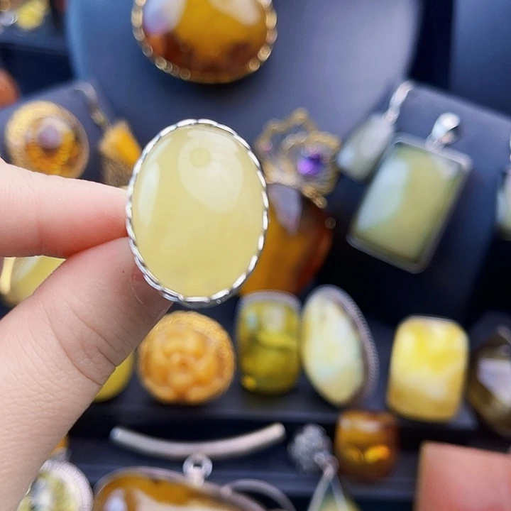 琥珀银S925镶嵌裸石