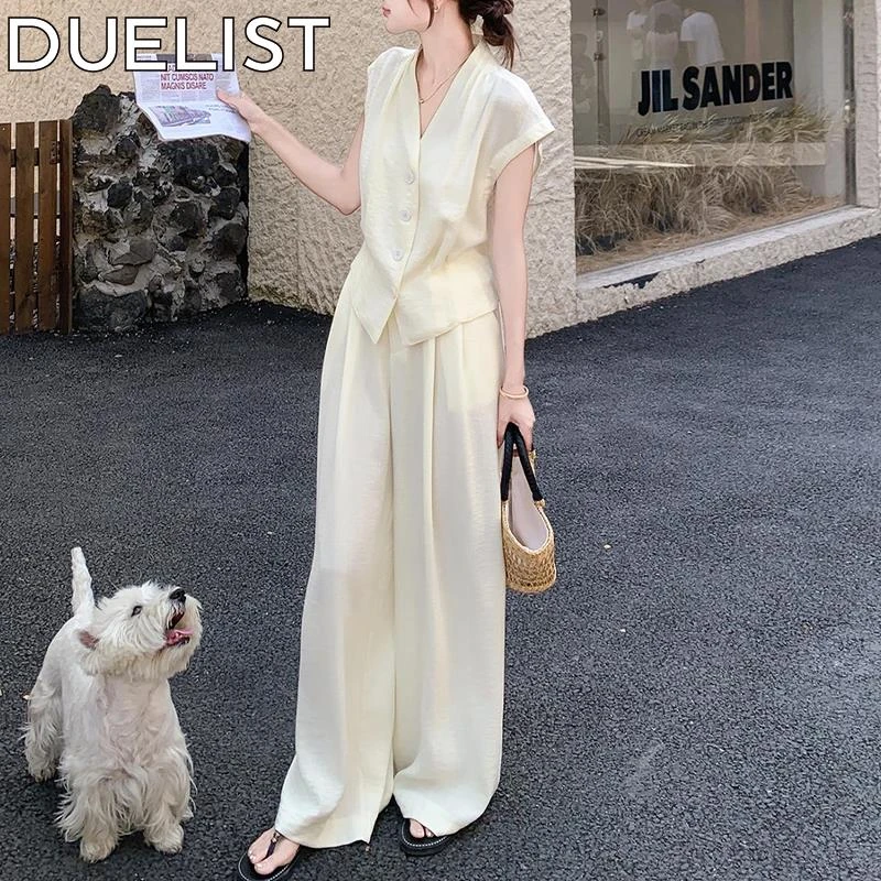 DUELIST穿搭一整套减龄女夏季新款法式名媛马甲阔腿裤套装两件套