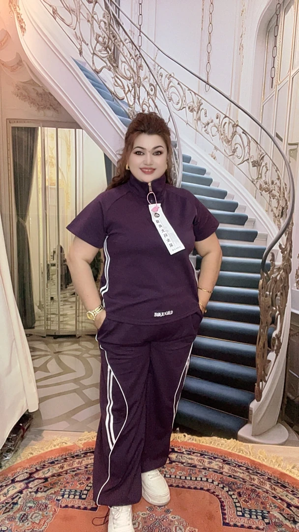 运动套装大码女士时尚休闲百搭立领透气宽松