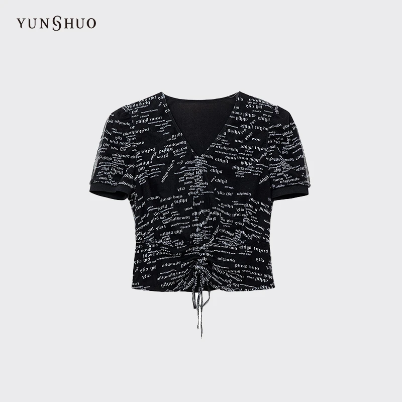 YUNSHUO V领字母套头衫345157