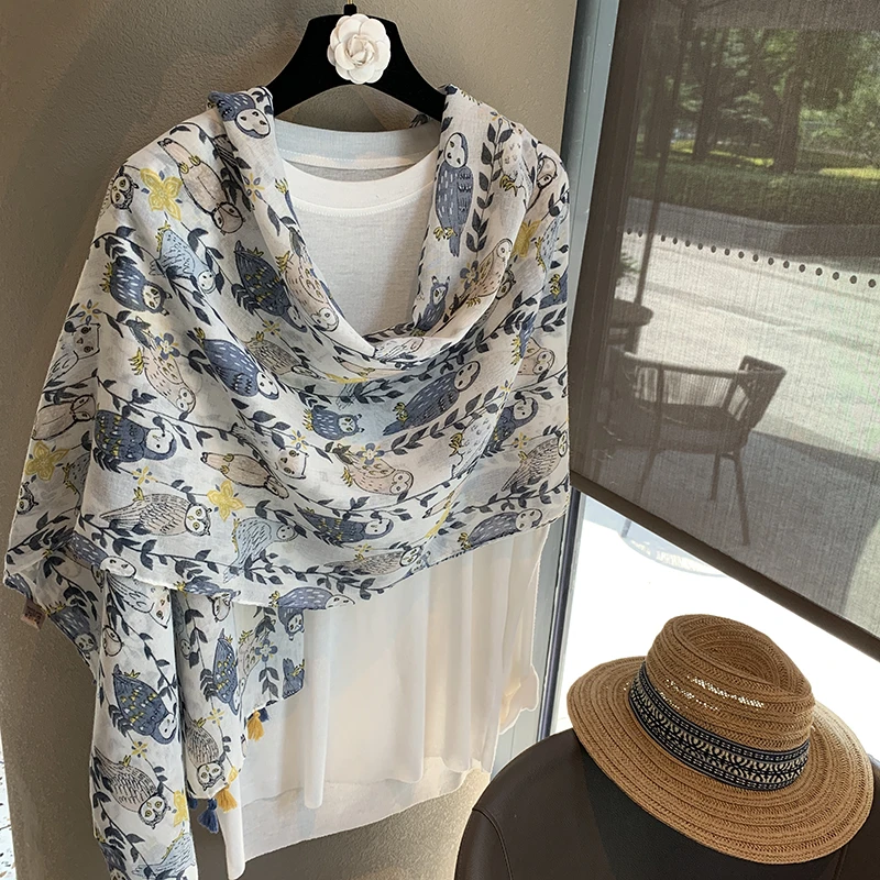 Miss both丝巾女夏季韩版百搭薄纱巾空调围巾印花沙滩巾防晒披肩