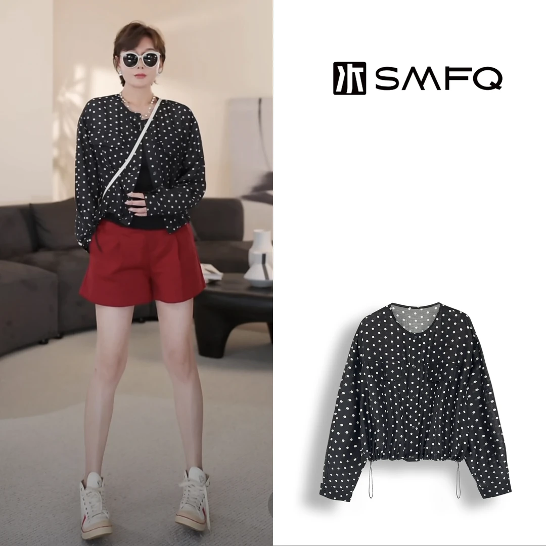 水木夫妻”波点探戈”天丝亚麻法式波点夏季波点衬衫上防晒外套女
