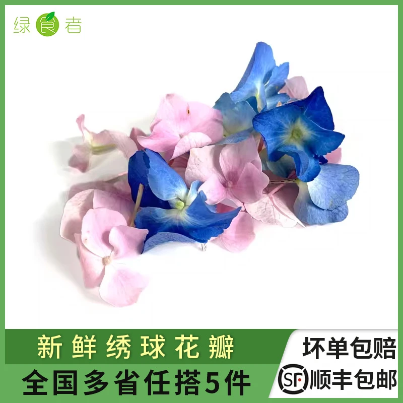 绿食者新鲜绣球花瓣1盒 蓝粉绣球西餐酒店日料摆盘装饰 5件包邮