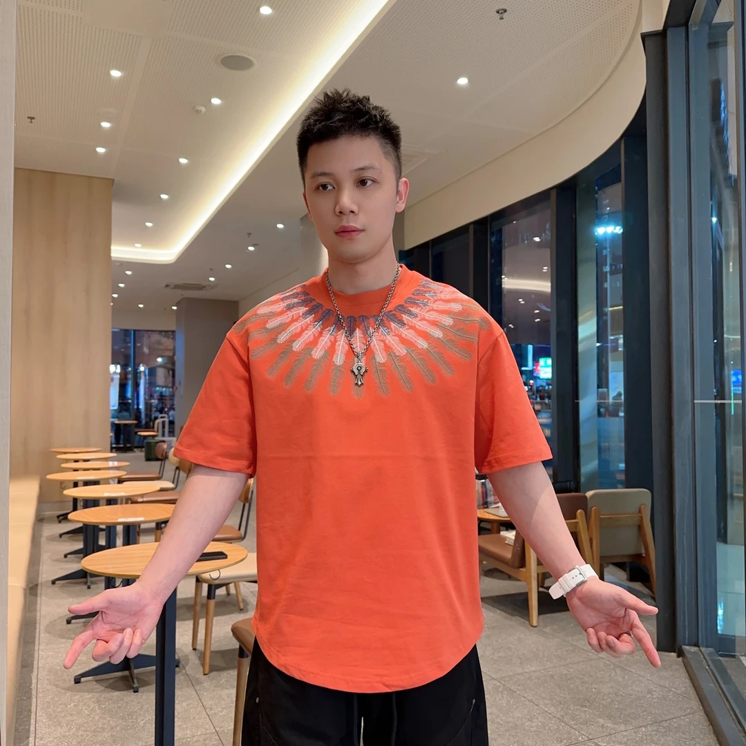 探戈精品【刺绣羽毛短袖】2025夏季新款t恤潮牌轻奢痞帅纯棉休闲t恤