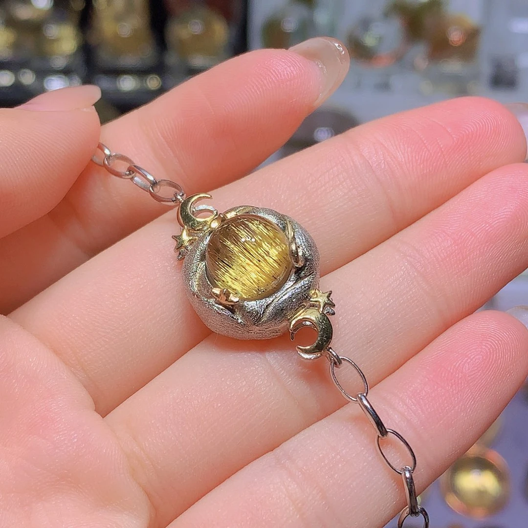 水晶银S925镀金镶嵌珠宝半成品手链