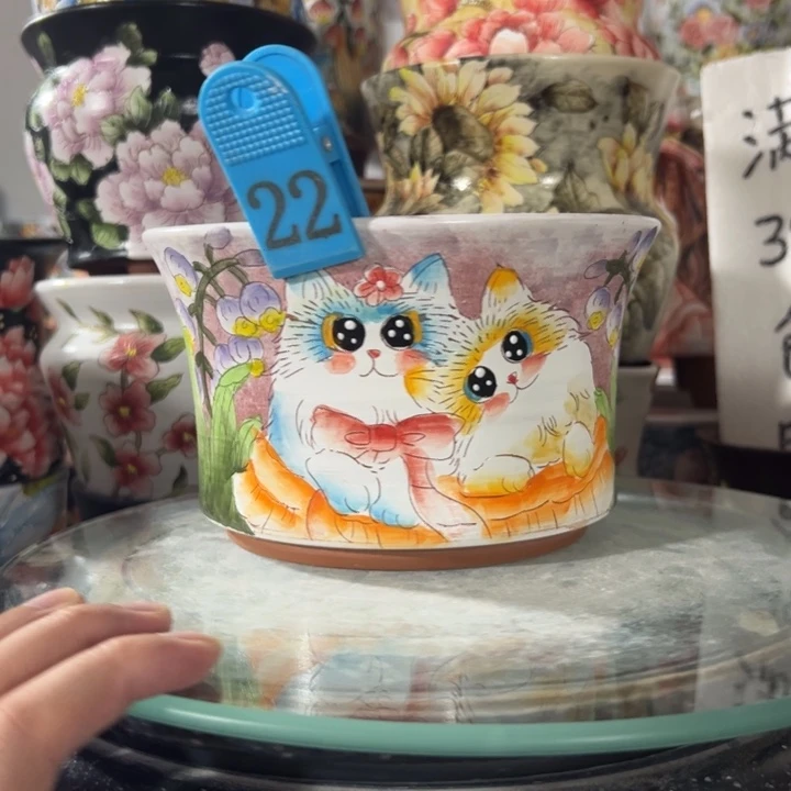 景德镇手绘花盆满38包邮偏远地区除外