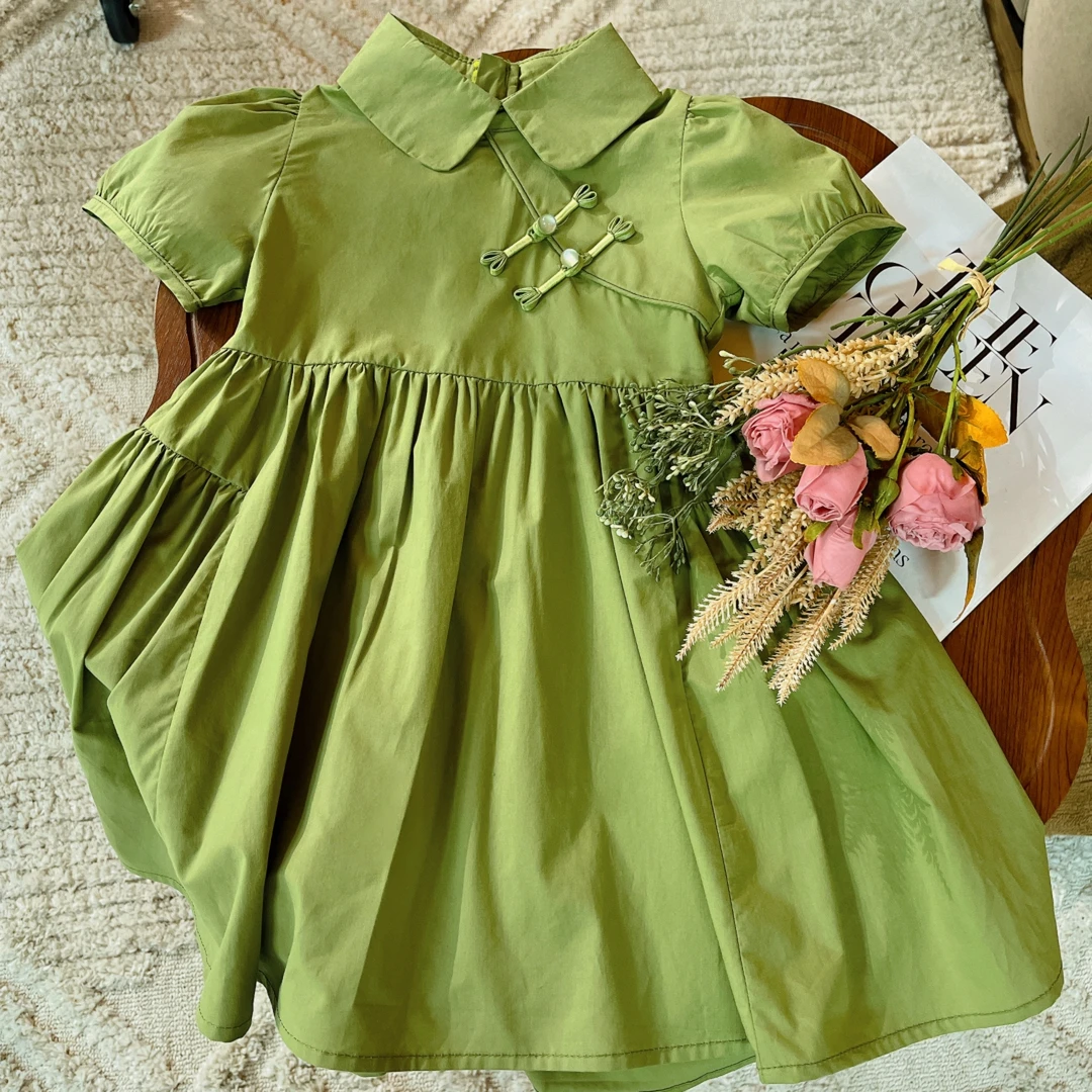 女童夏季连衣裙2025新款宽松时尚公主裙国风时尚学院女娃娃日常裙