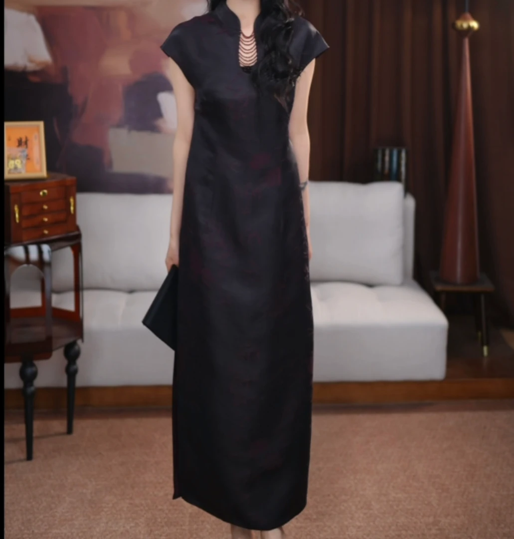 【媚诗】原创设计长款百搭夏季清凉气质新中式国风连衣裙