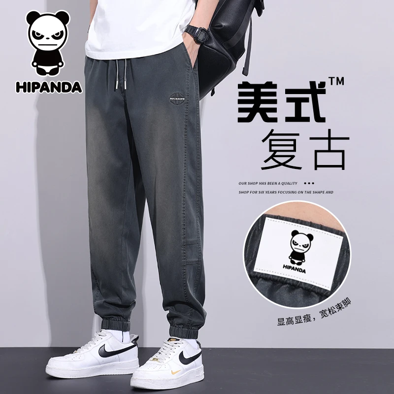 HiPanda你好熊猫休闲裤男夏季薄款宽松哈伦束脚美式潮牌工装裤子