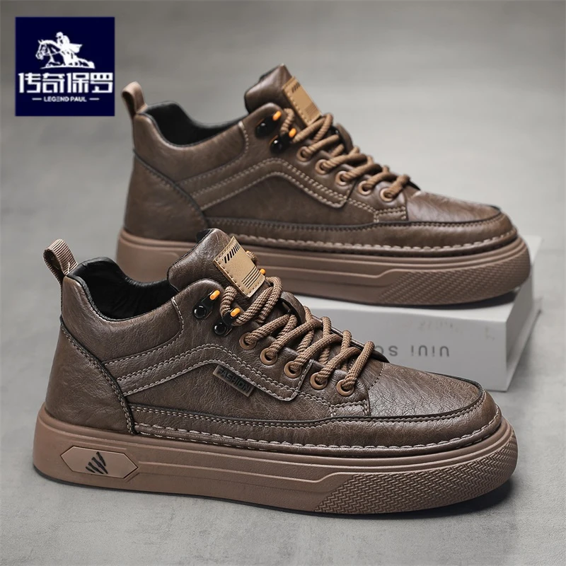传奇保罗正版男鞋冬季工作马丁皮鞋男士皮面厚底耐磨干活劳保板鞋
