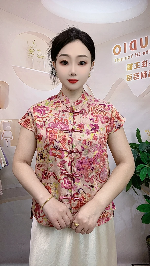 【米儿女装】夏季新款时尚百搭洋气显瘦遮肉设计感气质减龄短袖衬衫