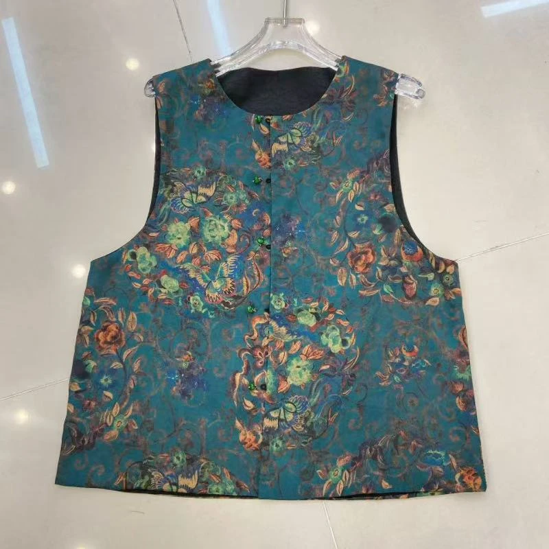 新中式提花双面双穿马甲