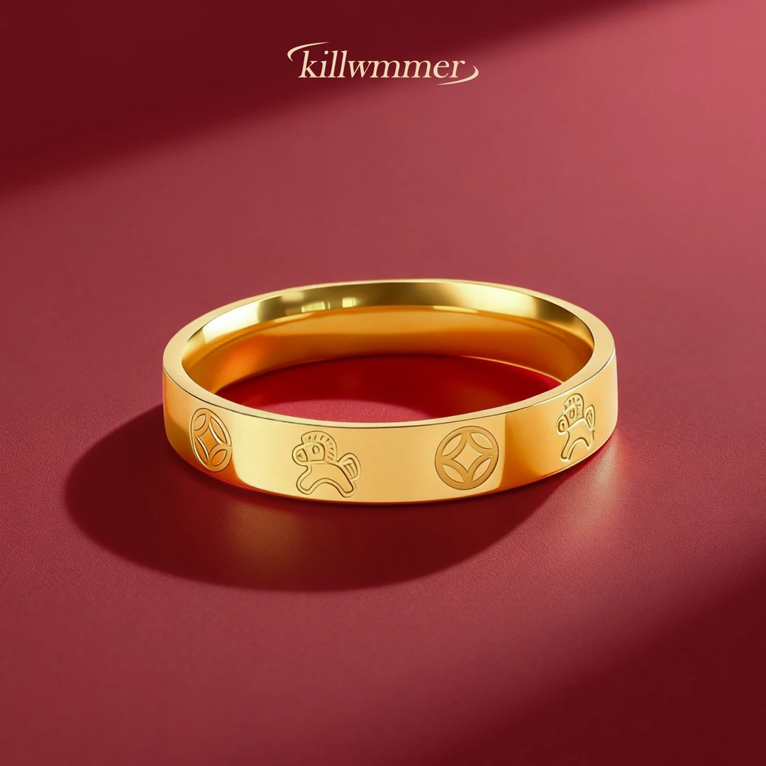 钛钢戒指 【马年限定】新年马上有钱钛钢戒指男女款时尚指环尾戒男