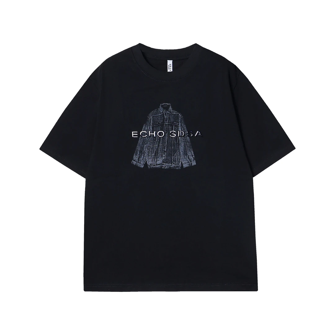 T901夏季新款衣物字母印花男士短袖潮流百搭休闲T恤复古宽松上衣