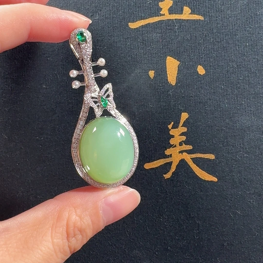 和田玉未镶嵌颈饰黑羊洞碧玉10