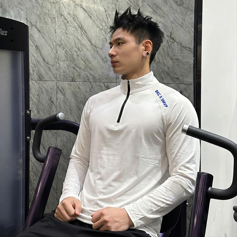 联名德绒半拉链卫衣男修身马拉松健身训练服户外速干投篮运动长袖