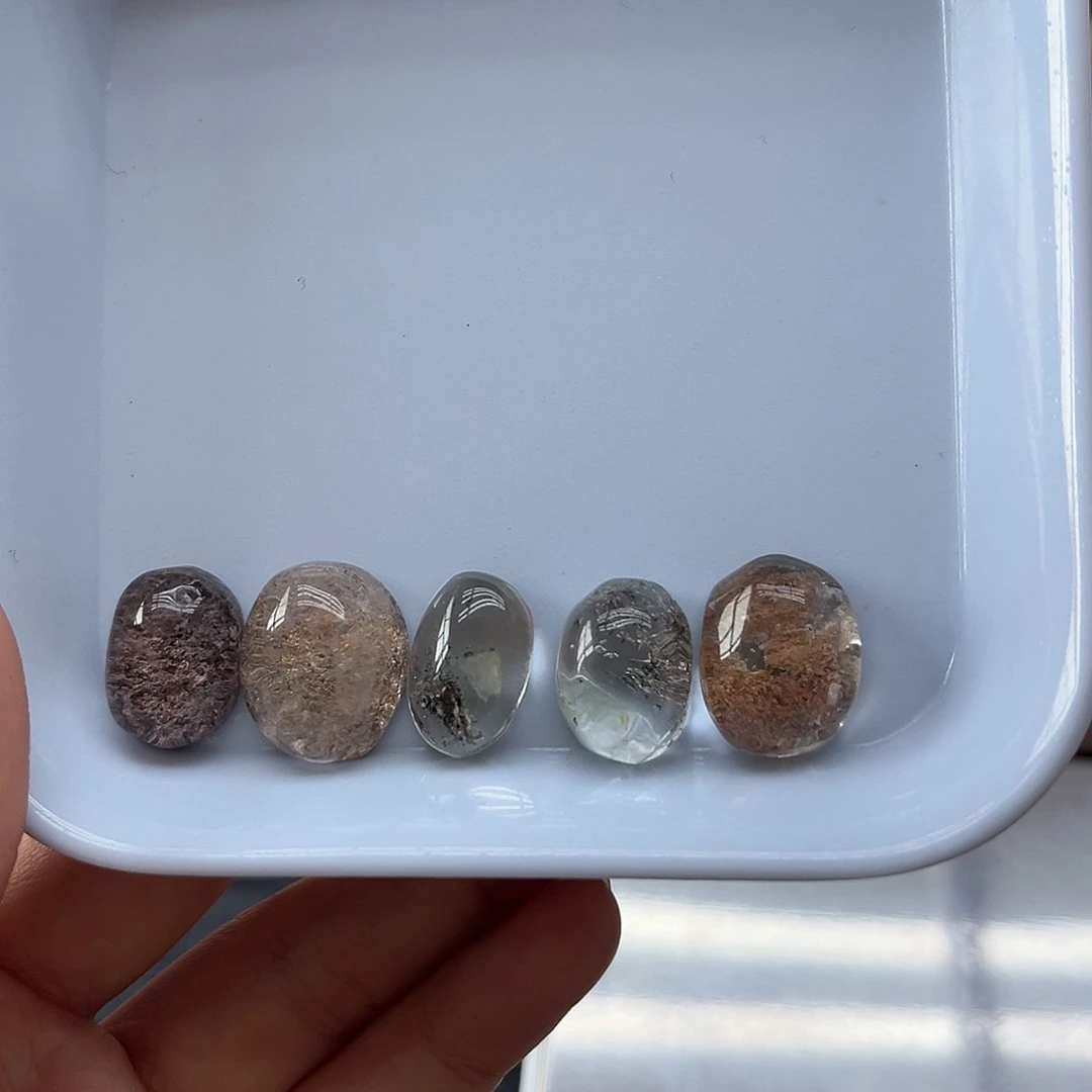 珠宝半成品未镶嵌水晶93幽灵蛋面带兔毛