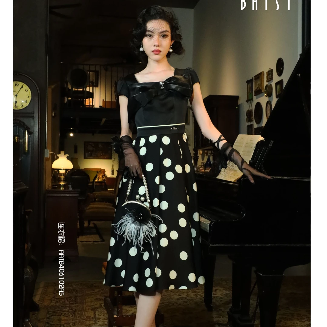 BAISI百丝连衣裙AATB406102A5黑白