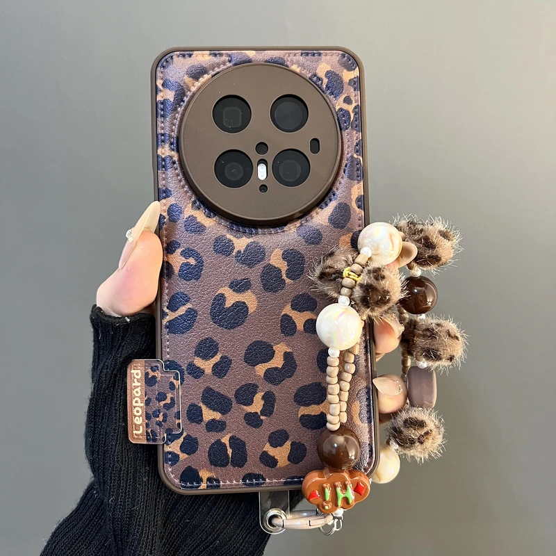 ins秋冬美拉德豹纹适用华为mate70pro手机壳mate60pro防摔pura70p