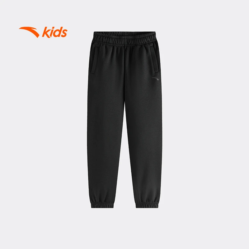 安踏儿童男女童针织运动长裤2025冬款上新舒适保暖中大童加绒裤子