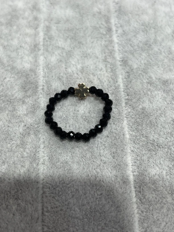 黑色3m刻面四叶草弹力戒圈散珠