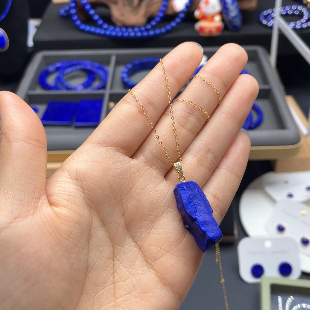 银S925镀金镶嵌青金石吊坠