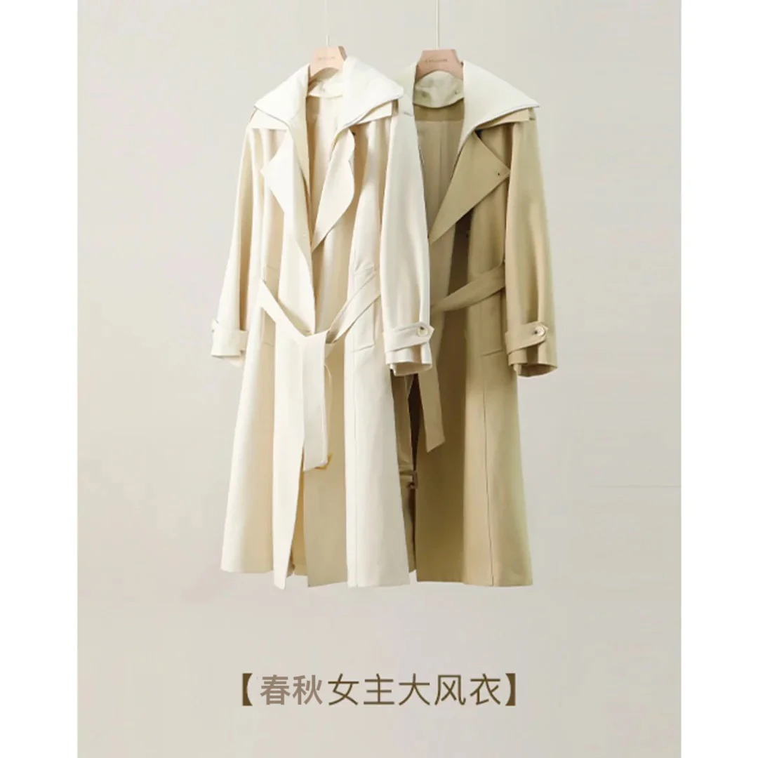 高级感大翻领可拆卸设计中长款百搭风衣YF009