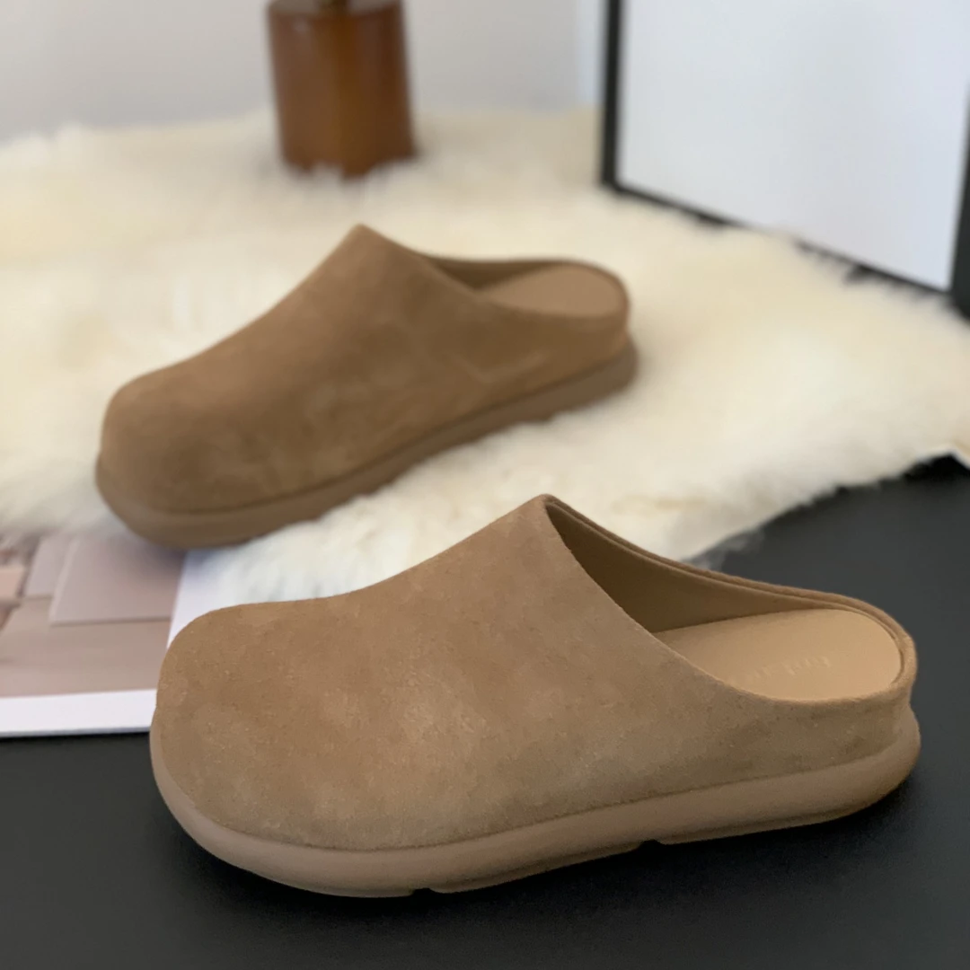 法式复古超火百搭时尚外穿包头拖鞋女2025年秋季潮流一脚蹬勃肯鞋