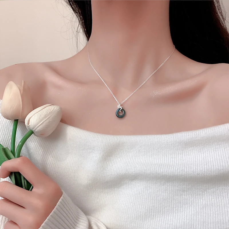 CUOOYINO/初影 坠链均925银 【灵蛇】平安扣项链女百搭生肖蛇锁骨链