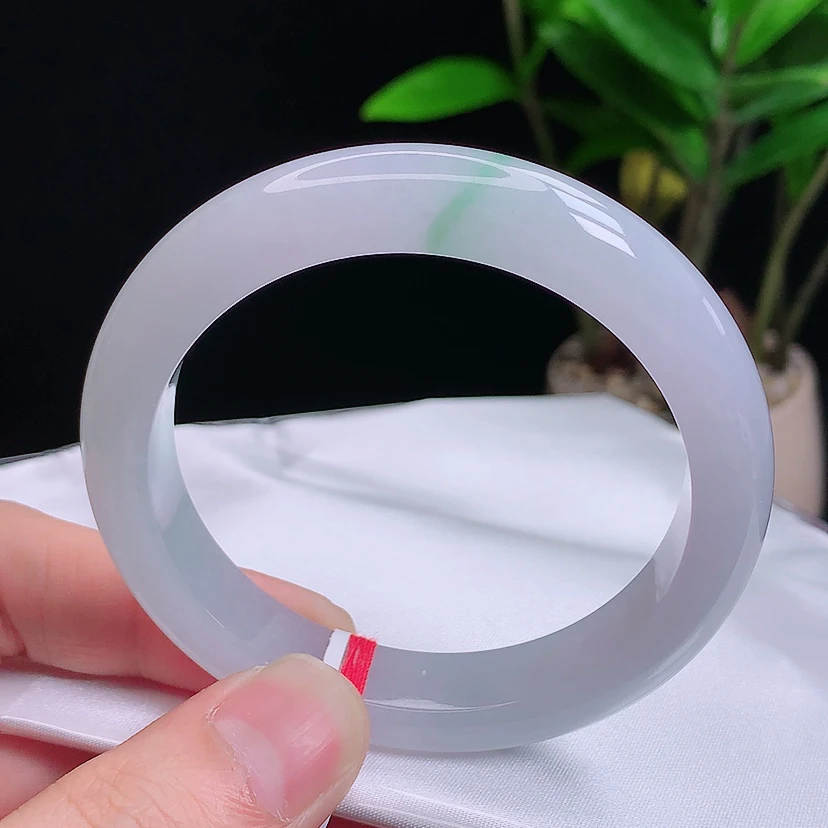 57圈冰种飘金丝阳绿胶润底天然老坑翡翠A货手镯女款冰透白手镯