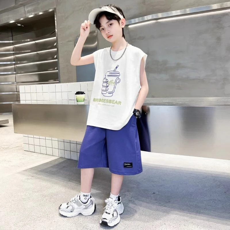 童装男童夏装套装新款中大童男孩儿童夏季薄款无袖背心潮流运动潮